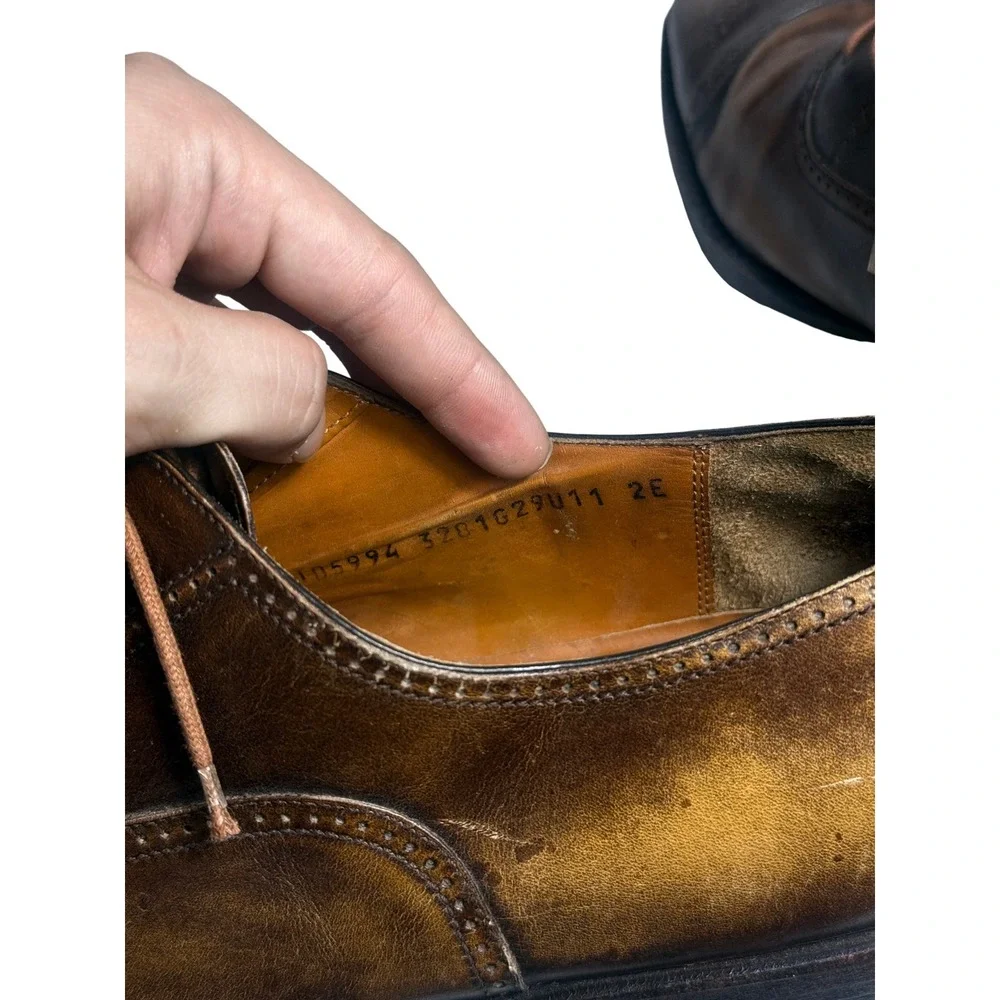 Salvatore Ferragamo Oxford Shoes Mens 11 2E Brown Leather Cap Toe Brogue Italy